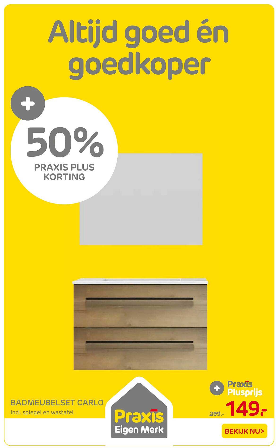 Badmeubelset Carlo, incl. spiegel en wastafel, 50% Praxis Plus korting