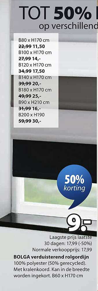 BOLGA verduisterend rolgordijn 50% korting