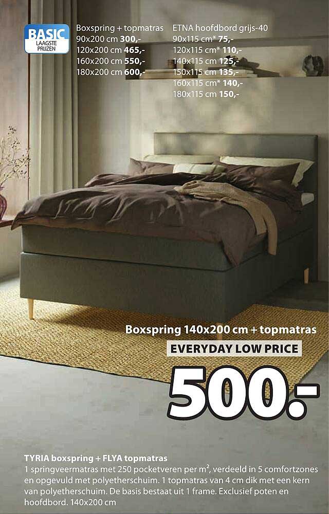 Boxspring 140x200 cm + topmatras EVERYDAY LOW PRICE