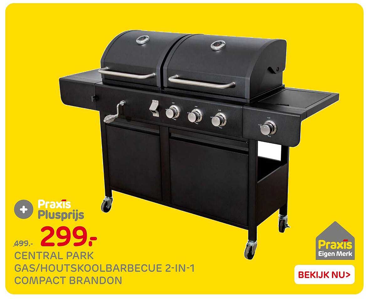 Central Park gas/houtskoolbarbecue 2-in-1 Compact Brandon