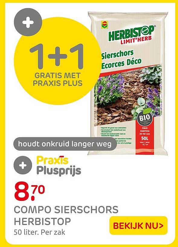 Compo sierschors HerbiStop 50 liter per zak 1+1 gratis met Praxis Plus