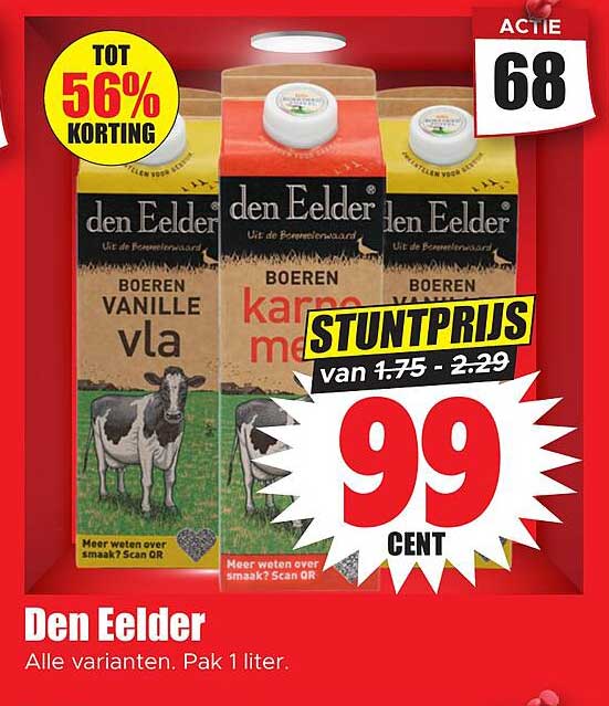 Den Eelder Alle varianten. Pak 1 liter. STUNTPRIJS