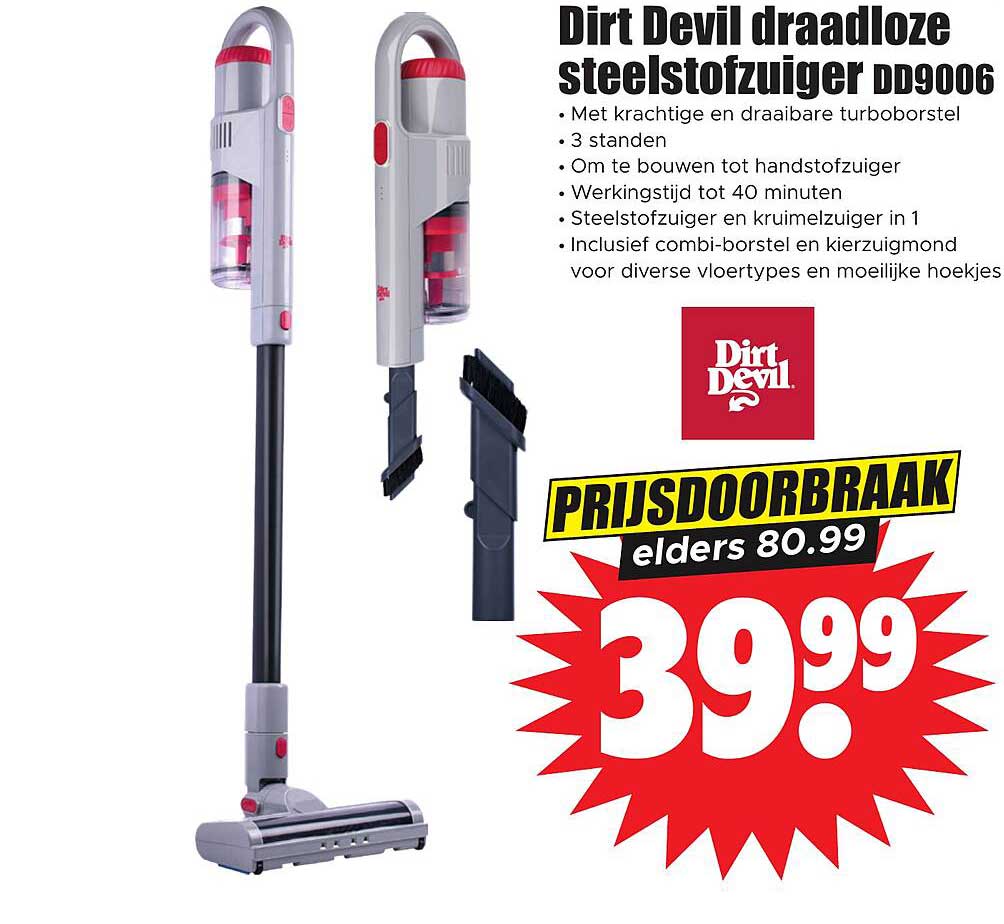 Dirt Devil draadloze steelstofzuiger DD9006