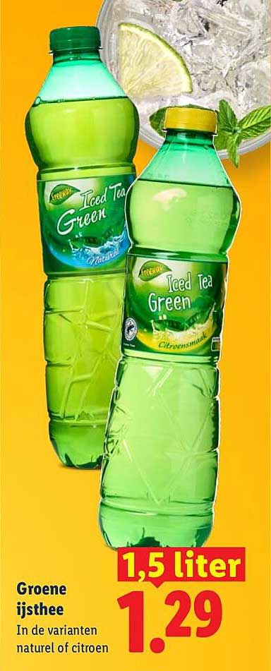 Groene ijsthee In de varianten naturel of citroen 1,5 liter