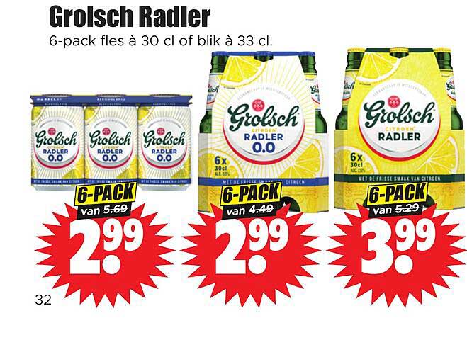 Grolsch Radler 6-pack fles à 30 cl of blik à 33 cl