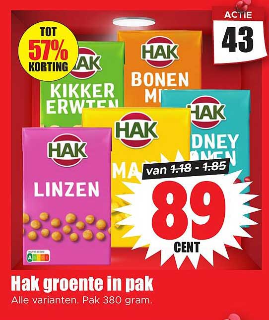 Hak groente in pak - Alle varianten. Pak 380 gram.