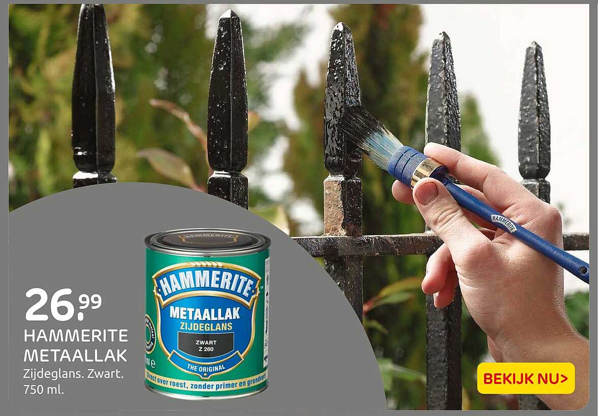 HAMMERITE METAALLAK Zijdeglans. Zwart. 750 ml.