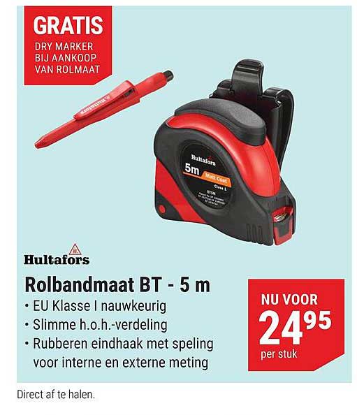 Hultafors Rolbandmaat BT - 5 m GRATIS DRY MARKER BIJ AANKOOP VAN ROLMAAT
