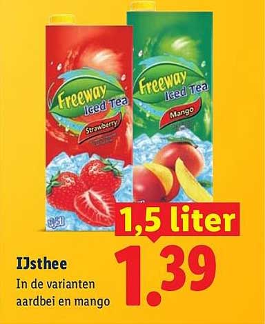 IJsthee In de varianten aardbei en mango 1,5 liter