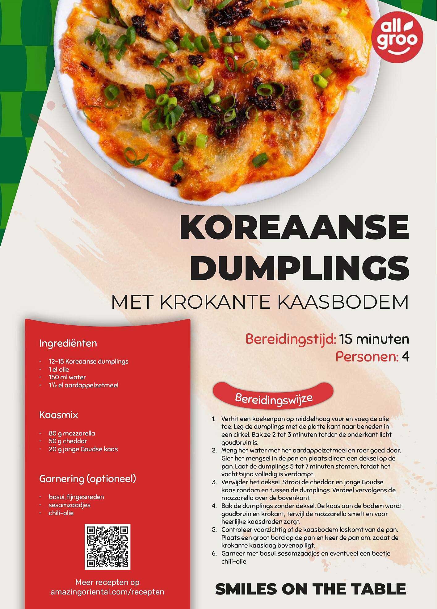 Koreaanse dumplings met krokante kaasbodem