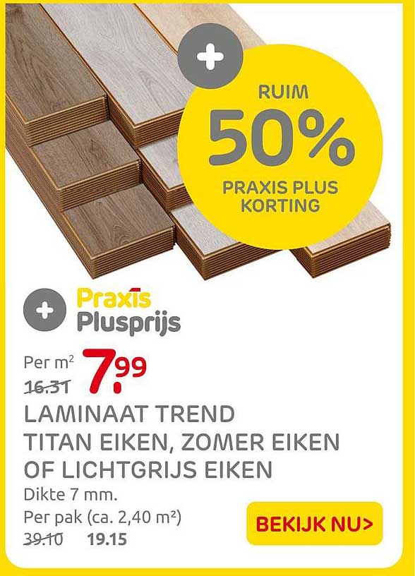 LAMINAAT TREND TITAN EIKEN, ZOMER EIKEN OF LICHTGRIJS EIKEN