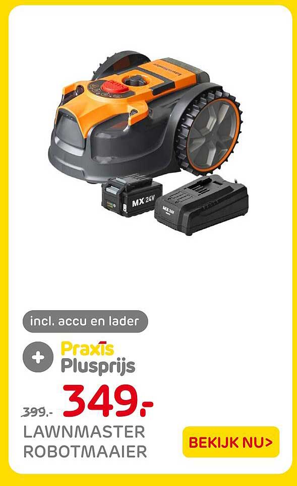 LAWNMASTER ROBOTMAAIER incl. accu en lader Praxis Plusprijs
