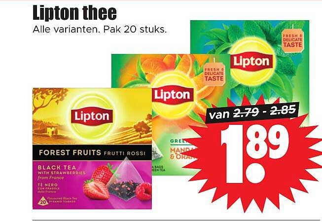 Lipton thee Alle varianten. Pak 20 stuks.