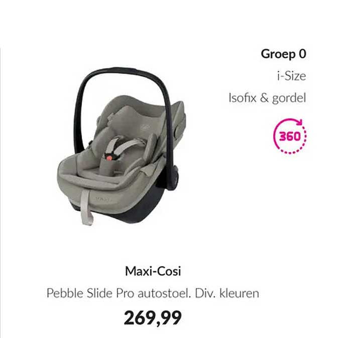 Maxi-Cosi Pebble Slide Pro autostoel. Div. kleuren