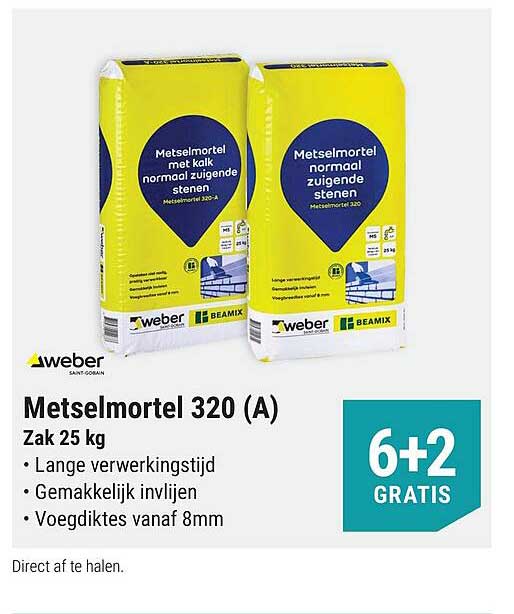 Metselmortel 320 (A) Zak 25 kg 6+2 GRATIS
