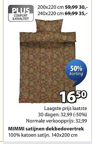 MIMMI satijnen dekbedovertrek 50% korting