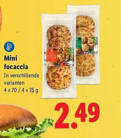 Mini focaccia In verschillende varianten 4 x 70 / 4 x 75 g