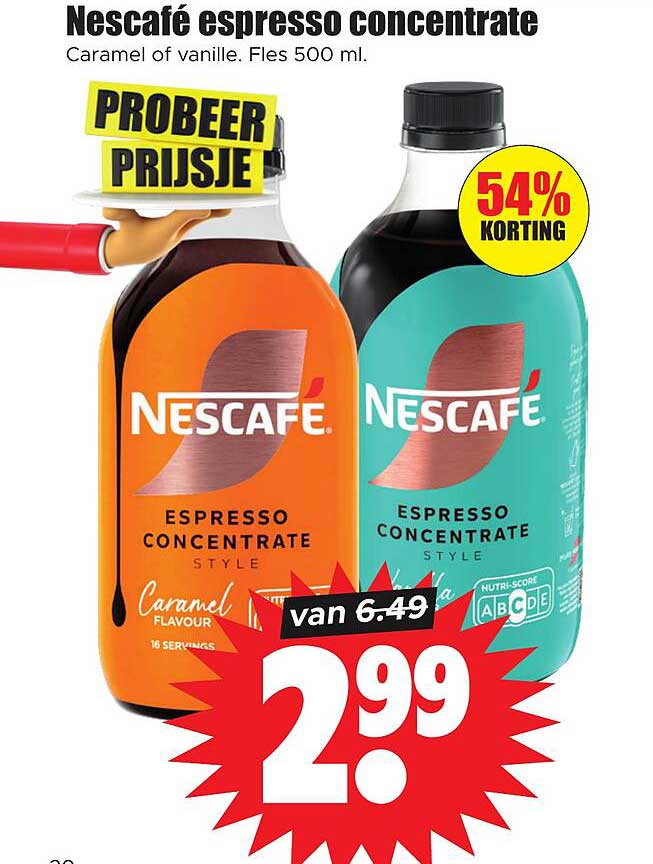 Nescafé espresso concentrate Caramel of vanille. Ples 500 ml. PROBEER PRIJSJE 54% KORTING