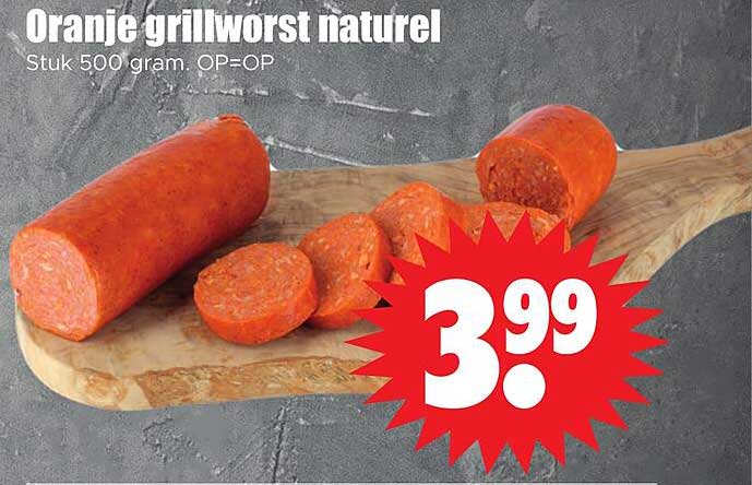 Oranje grillworst naturel