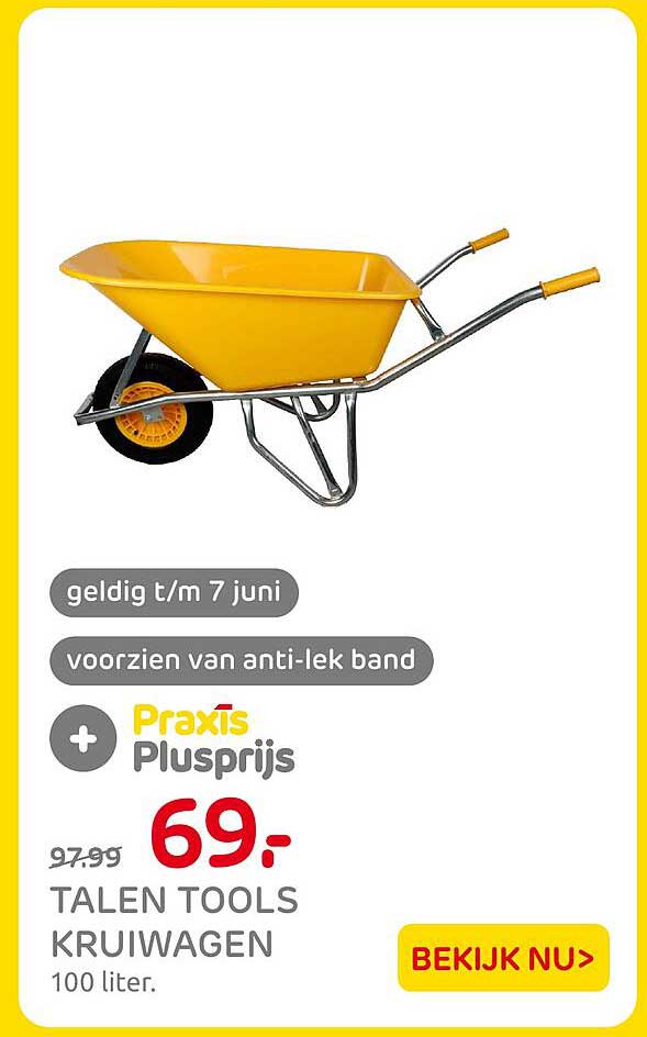 Praxis Plusprijs TALEN TOOLS KRUIWAGEN 100 liter. BEKIJK NU>
