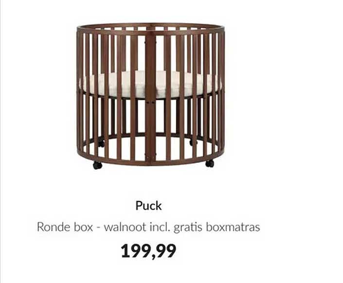 Puck Ronde box - walnoot incl. gratis boxmatras