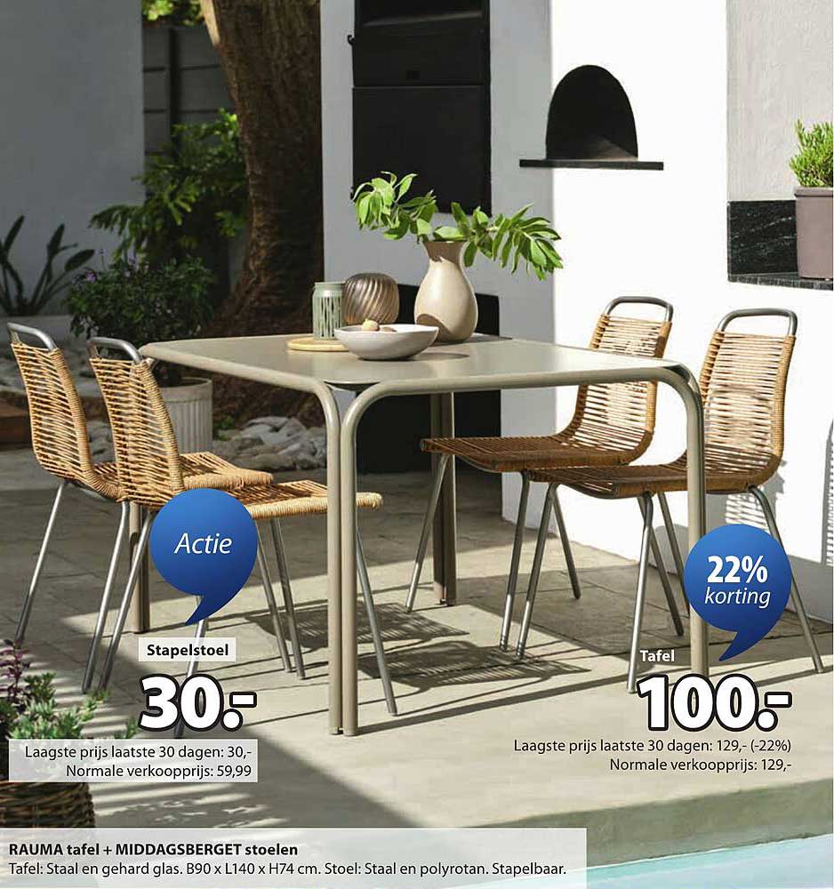RAUMA tafel + MIDDAGSBERGET stoelen