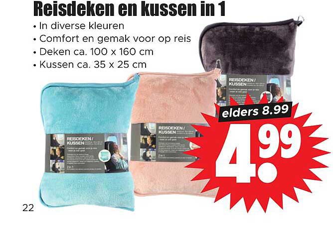 Reisdeken en kussen in 1
