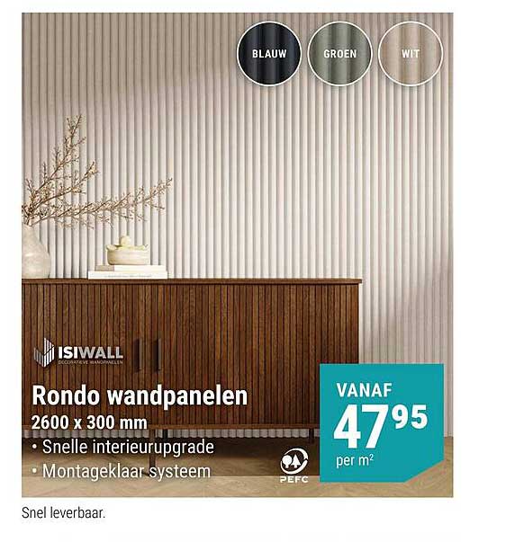 Rondo wandpanelen 2600 x 300 mm