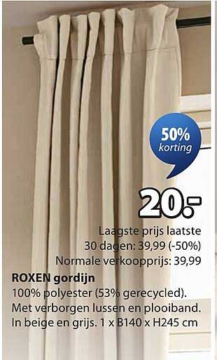 ROXEN gordijn 50% korting