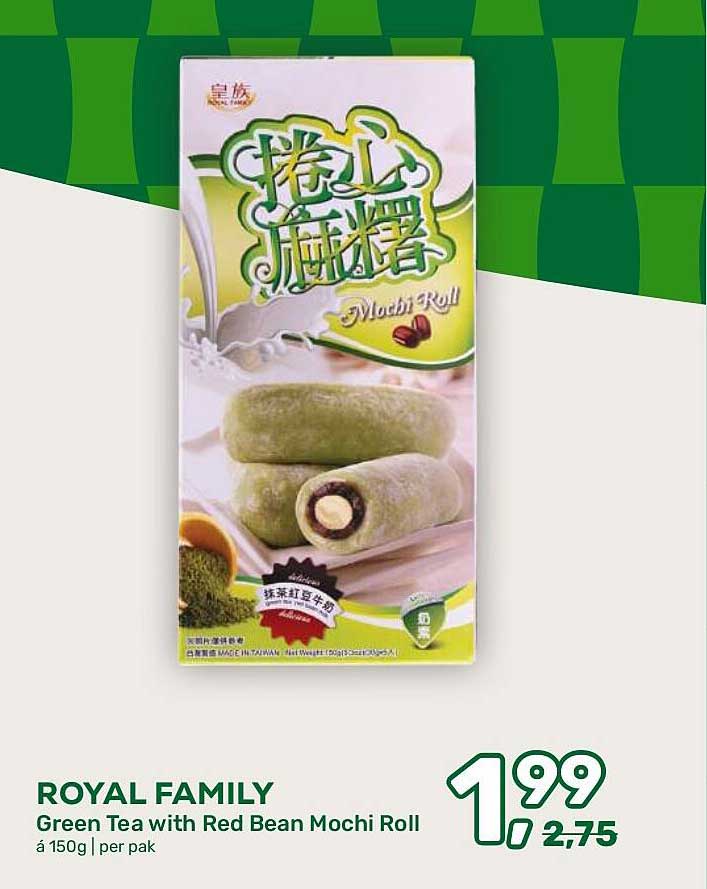 ROYAL FAMILY Green Tea with Red Bean Mochi Roll