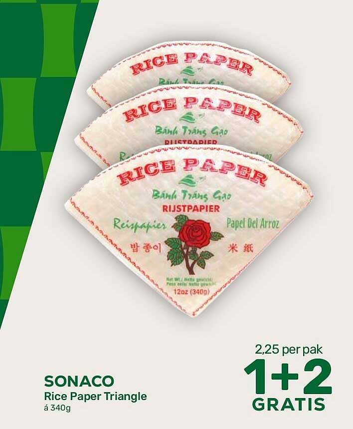Sonaco Rice Paper Triangle à 340g 1+2 GRATIS