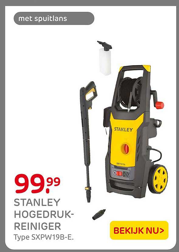 STANLEY HOGEDRUK-REINIGER Type SXPW19B-E. met spuitlans