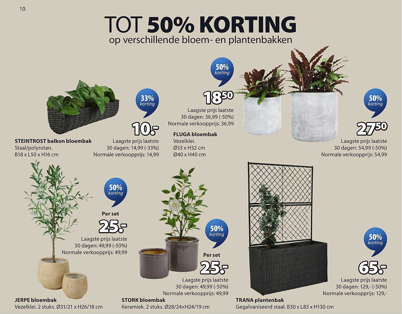 TOT 50% KORTING op verschillende bloem- en plantenbakken