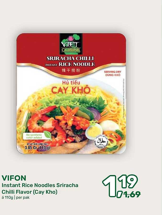 VIFON Instant Rice Noodles Sriracha Chilli Flavor (Cay Kho)