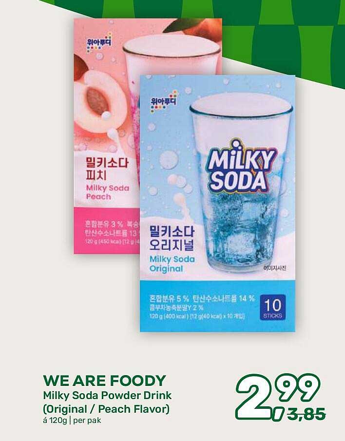 WE ARE FOODY Milky Soda Powder Drink (Original / Peach Flavor) á 120g | per pak