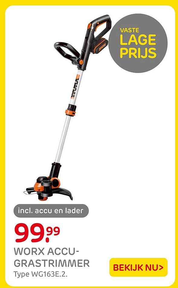 WORX ACCU-GRASTRIMMER Type WG163E.2. incl. accu en lader VASTE LAGE PRIJS