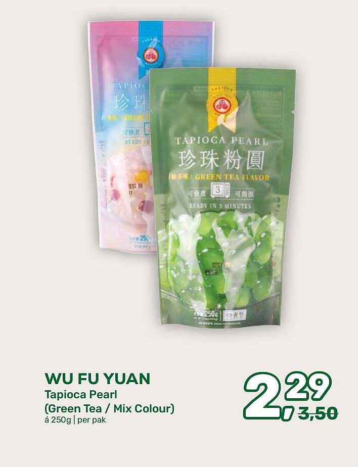 WU FU YUAN Tapioca Pearl (Green Tea / Mix Colour) à 250g | per pak