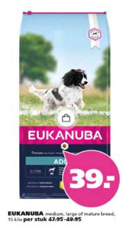 EUKANUBA medium, large of mature breed, 15 kilo per stuk