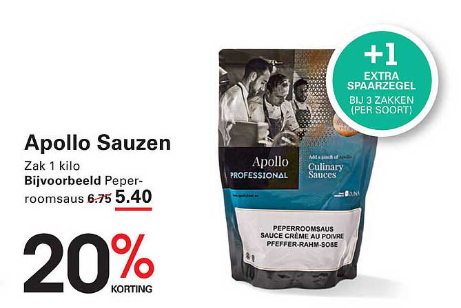 Apollo Sauzen - Zak 1 kilo Bijvoorbeeld Peperroomsaus