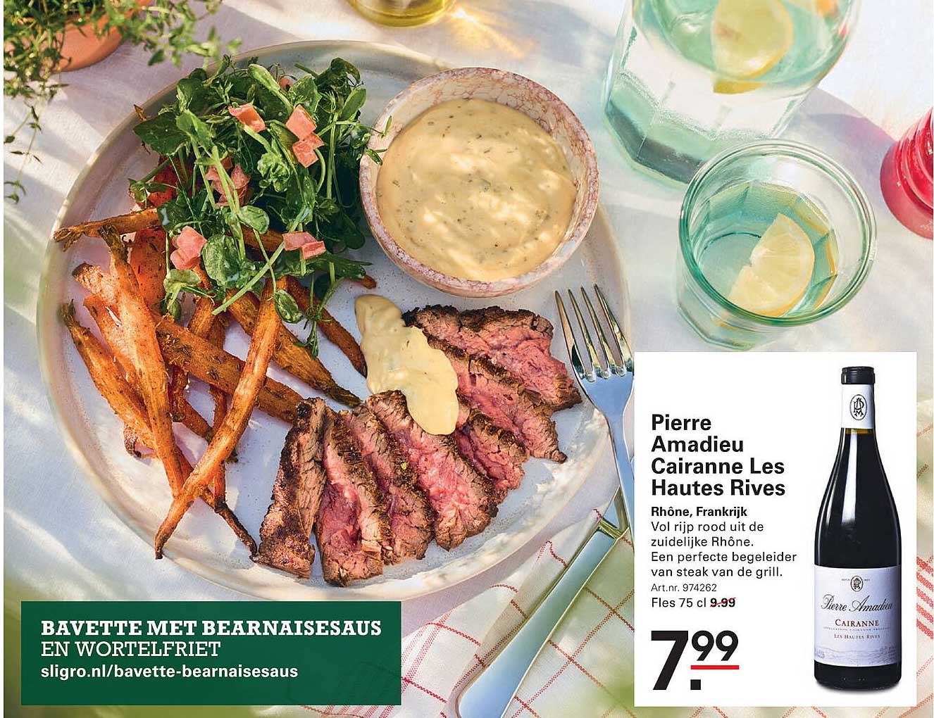 Bavette met bearnaisesaus en wortelfriet