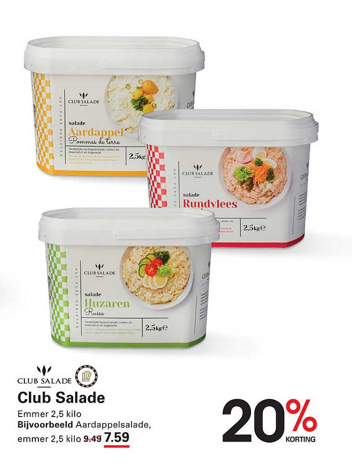 Club Salade Emmer 2,5 kilo, Bijvoorbeeld aardappelsalade