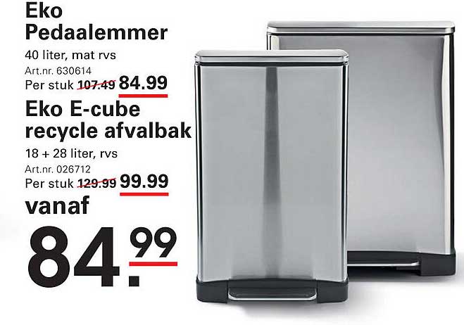 Eko Pedaalemmer 40 liter, mat rvs