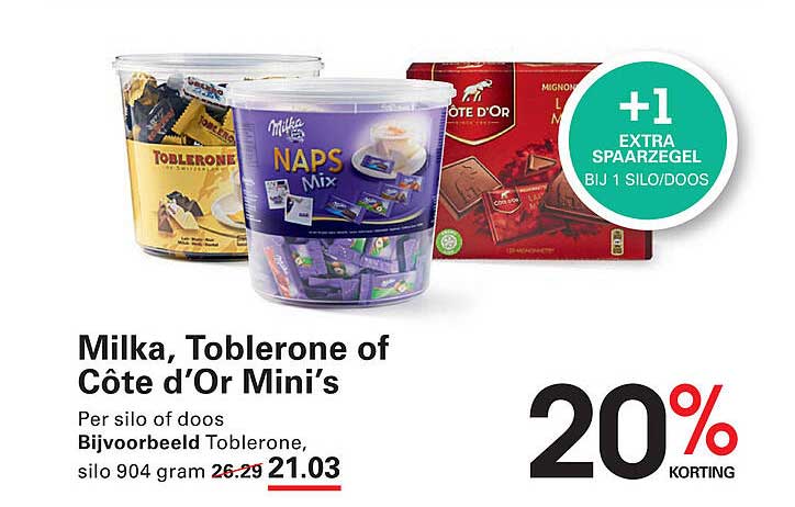 Milka, Toblerone of Côte d’Or Mini’s