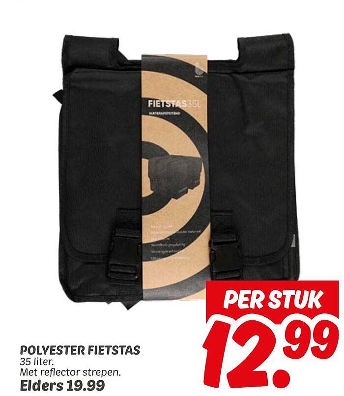 POLYESTER FIETSTAS 35 liter. Met reflector strepen.