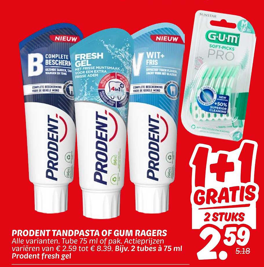 PRODENT TANDPASTA OF GUM RAGERS