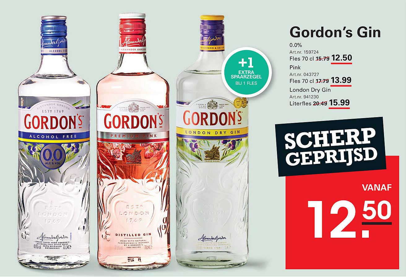 Scherp geprijsde Gordon's Gin vanaf 12,50