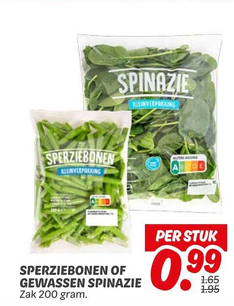 SPERZIEBONEN OF GEWASSEN SPINAZIE