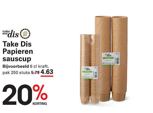 Take Dis Papieren sauscup 6 cl kraft, pak 250 stuks