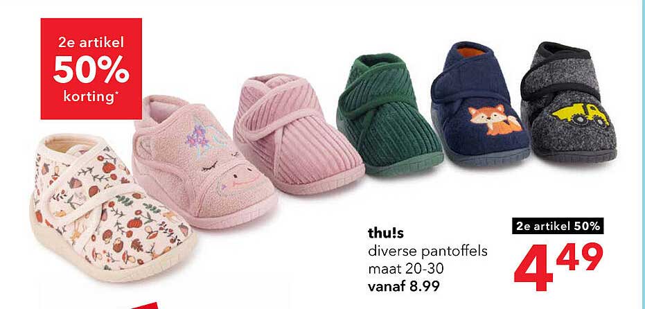 thu!s diverse pantoffels maat 20-30 vanaf 8.99