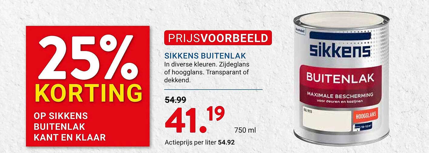 25% korting op Sikkens buitenlak kant en klaar